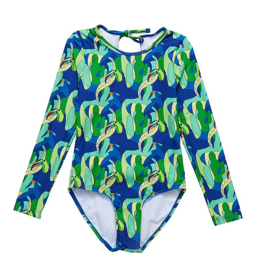 Snapper Rock Toucan Floral Kids Swim One Piece size girls 8